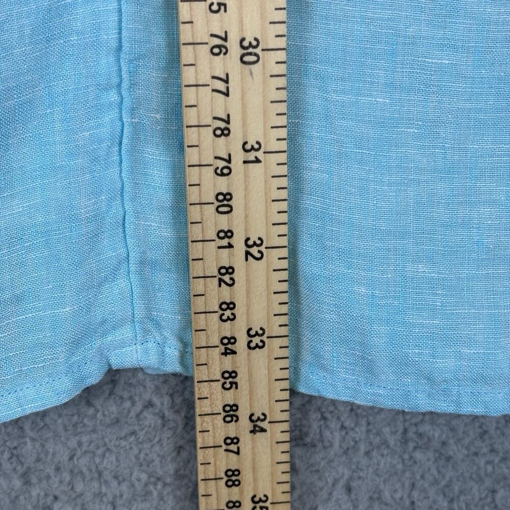 Chicos 100% Linen Tunic Dress Medium Aqua Beachy Coastal Resort Cruise Natural - Picture 10 of 12